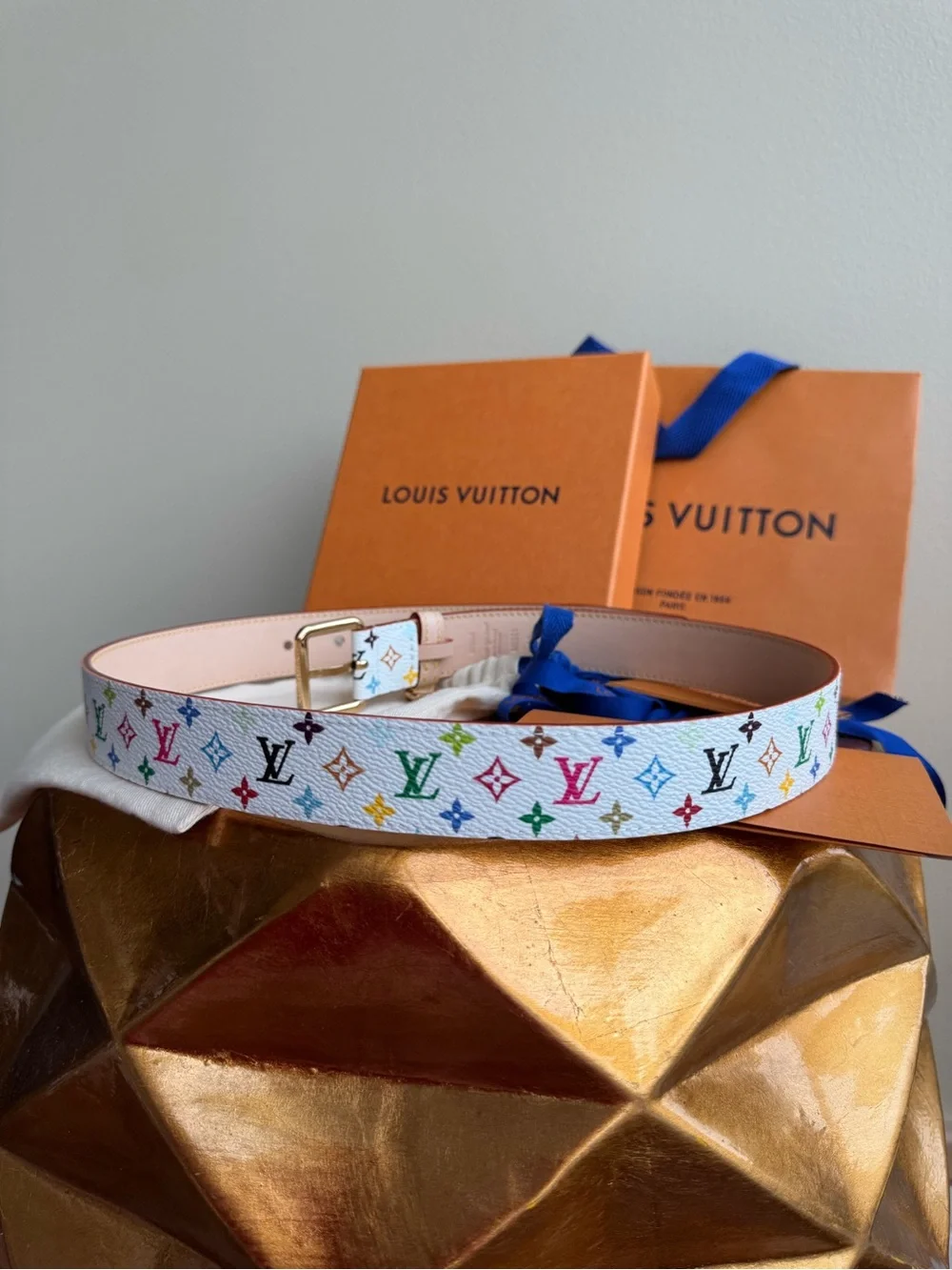 NWT Louis Vuitton x Takashi Murakami - LV D-Ring 30mm belt, size 80cm (32 in)